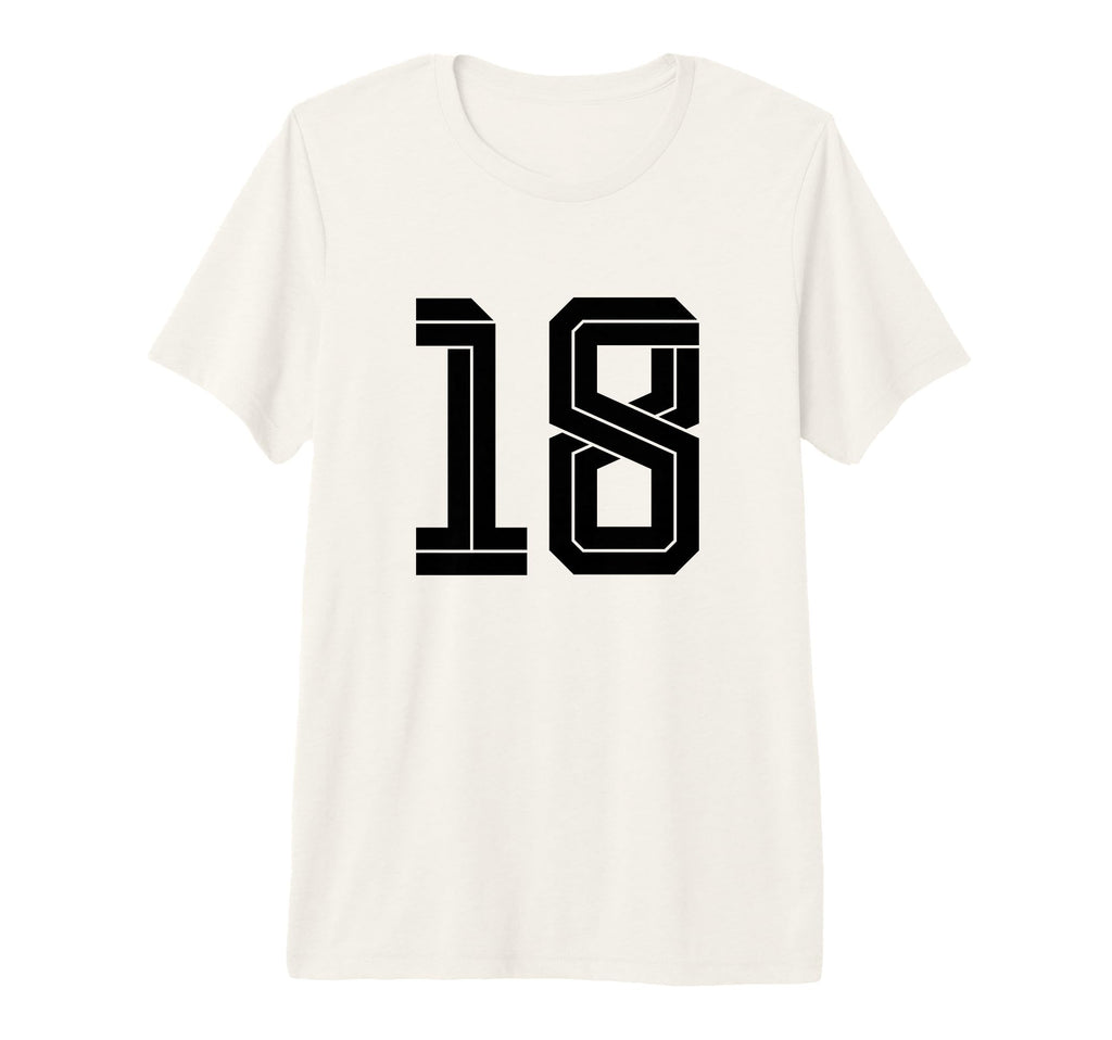 18 White Number 18 Sports Fan Soccer Tri T-Shirt - Custom Art Print Unisex - T-Shirt, Sweatshirt, Hoodie