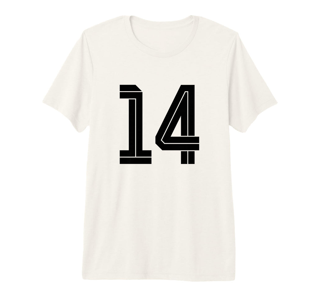 14 White Number 14 Sports Fan Soccer T-Shirt - Novelty Apparel Men Women - T-Shirt, Sweatshirt, Hoodie