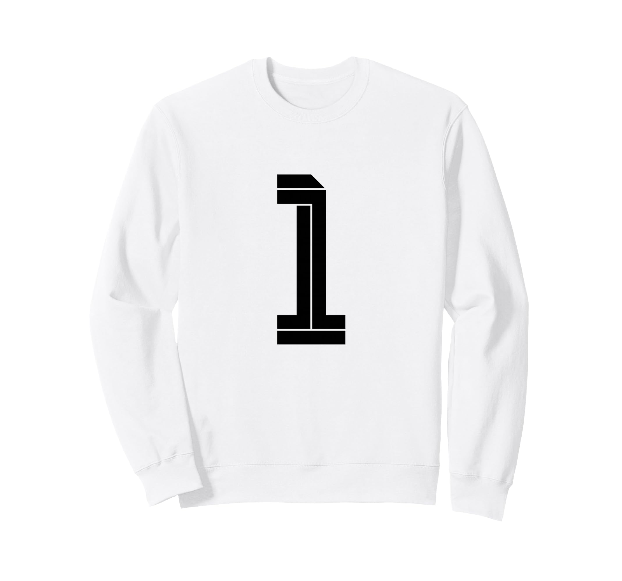One White Number 1 Sports Fan Sweatshirt - Casual Everyday Wear Men Women - T-Shirt, Sweatshirt, Hoodie