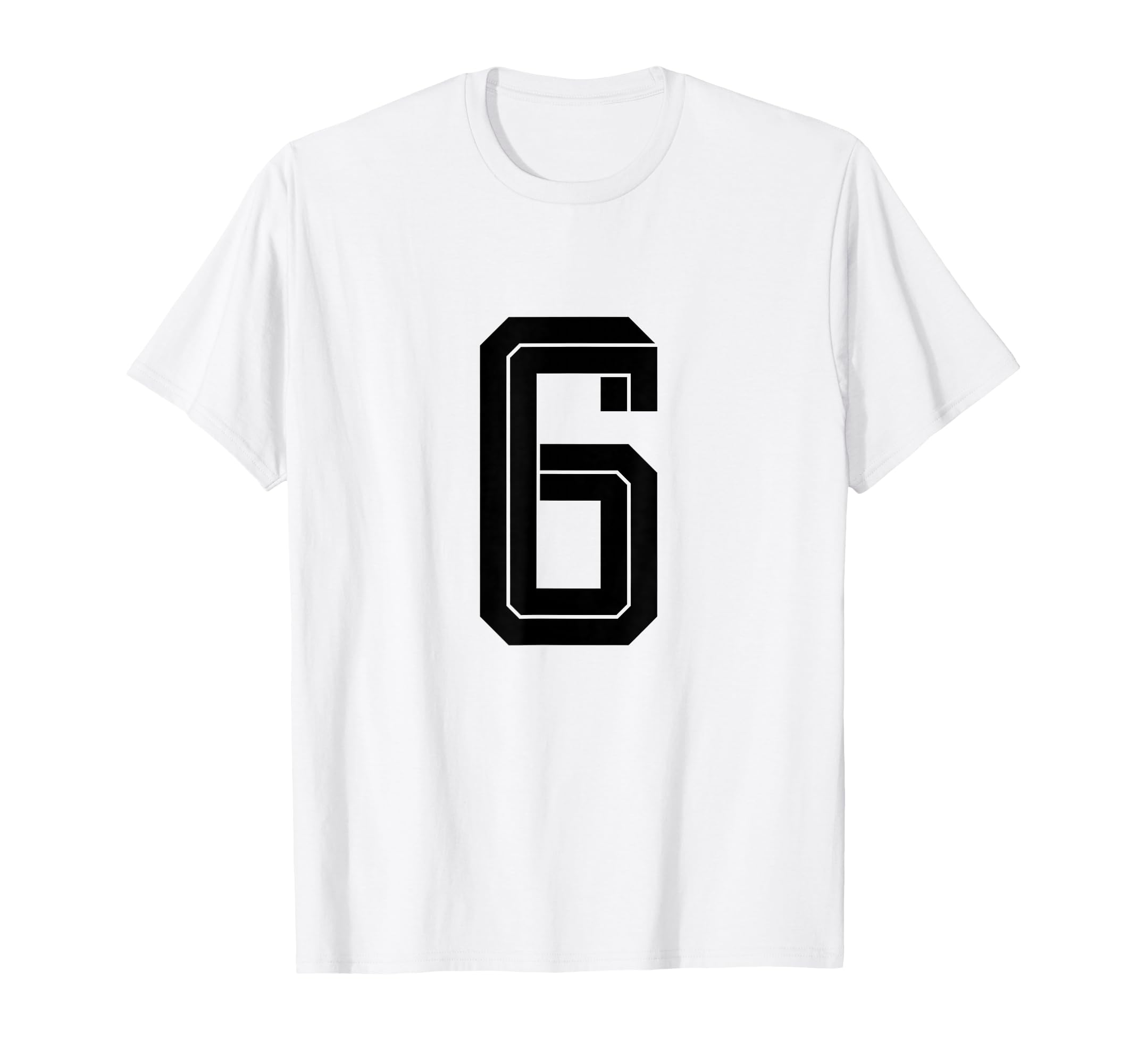 6 White Number 6 Sports Fan Soccer T-Shirt - Novelty Apparel Unisex - T-Shirt, Sweatshirt, Hoodie