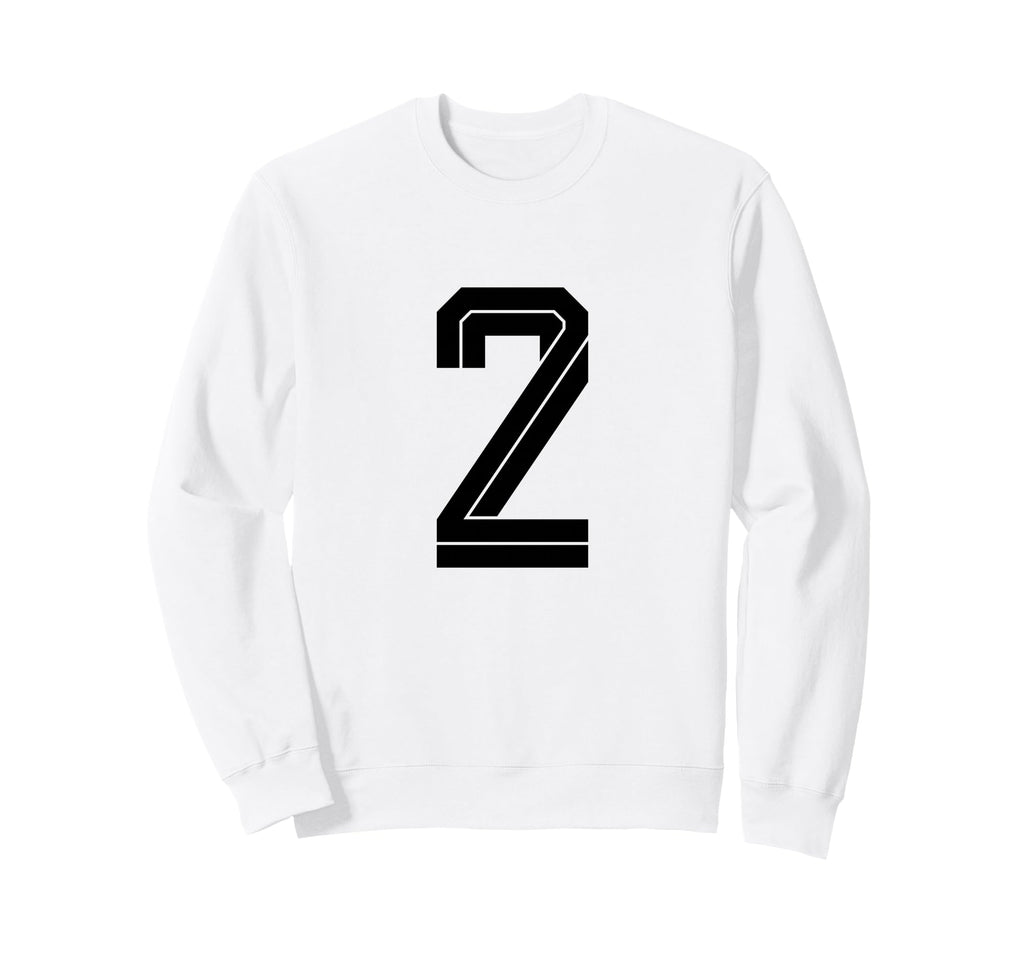 2 White Number 2 Sports Fan Soccer Sweatshirt - Trendy Graphic Unisex - T-Shirt, Sweatshirt, Hoodie