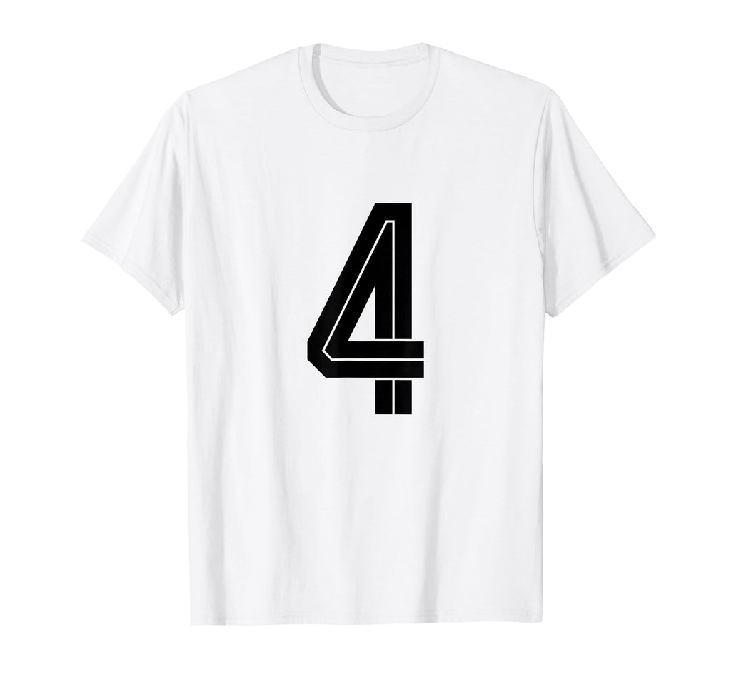 4 White Number 4 Sports Fan Soccer T-Shirt - Trendy Graphic for Adults - T-Shirt, Sweatshirt, Hoodie