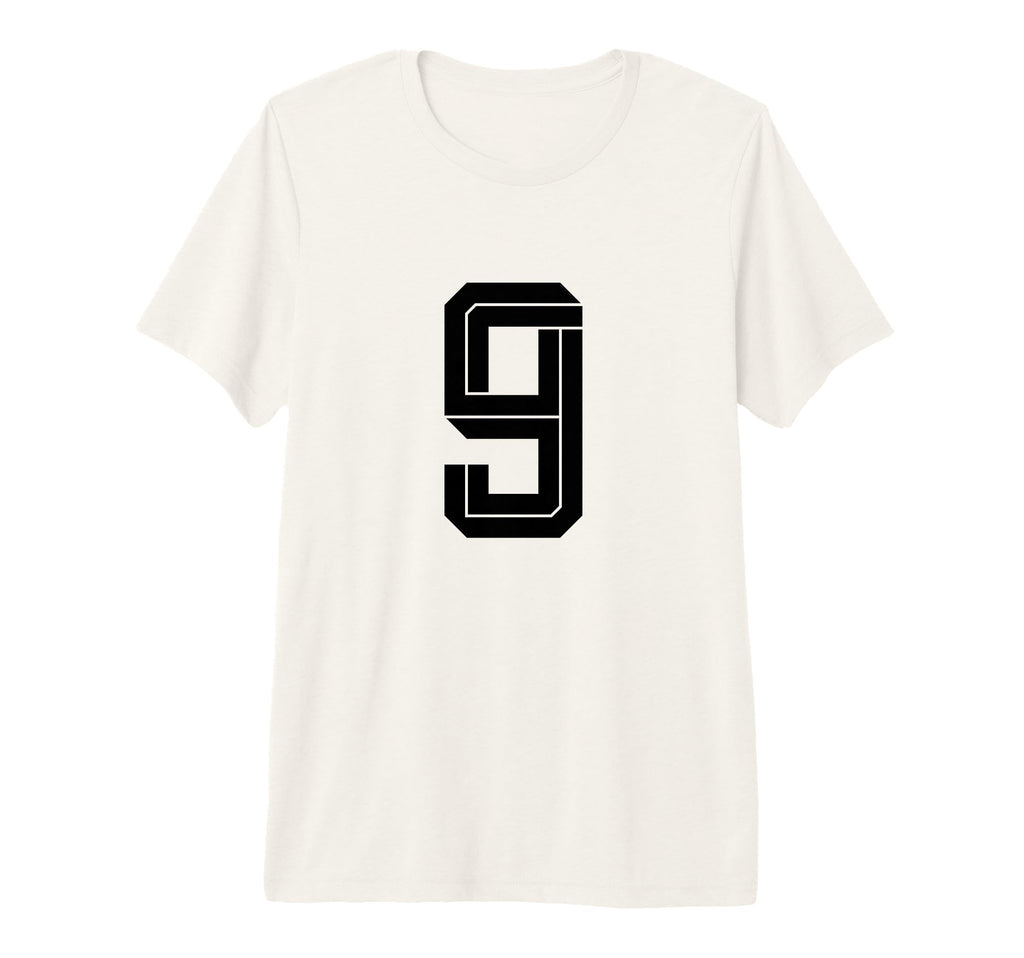 9 White Number 9 Sports Fan Soccer T-Shirt - Fun Novelty Design Men Women - T-Shirt, Sweatshirt, Hoodie