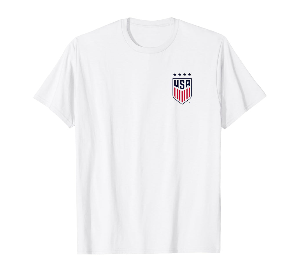 Usa Soccer Front Back Crest White T-Shirt - Unique Graphic for Adults - T-Shirt, Sweatshirt, Hoodie