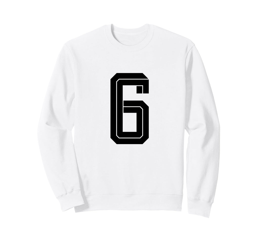 6 White Number 6 Sports Fan Soccer Sweatshirt - Aesthetic Graphic Unisex - T-Shirt, Sweatshirt, Hoodie