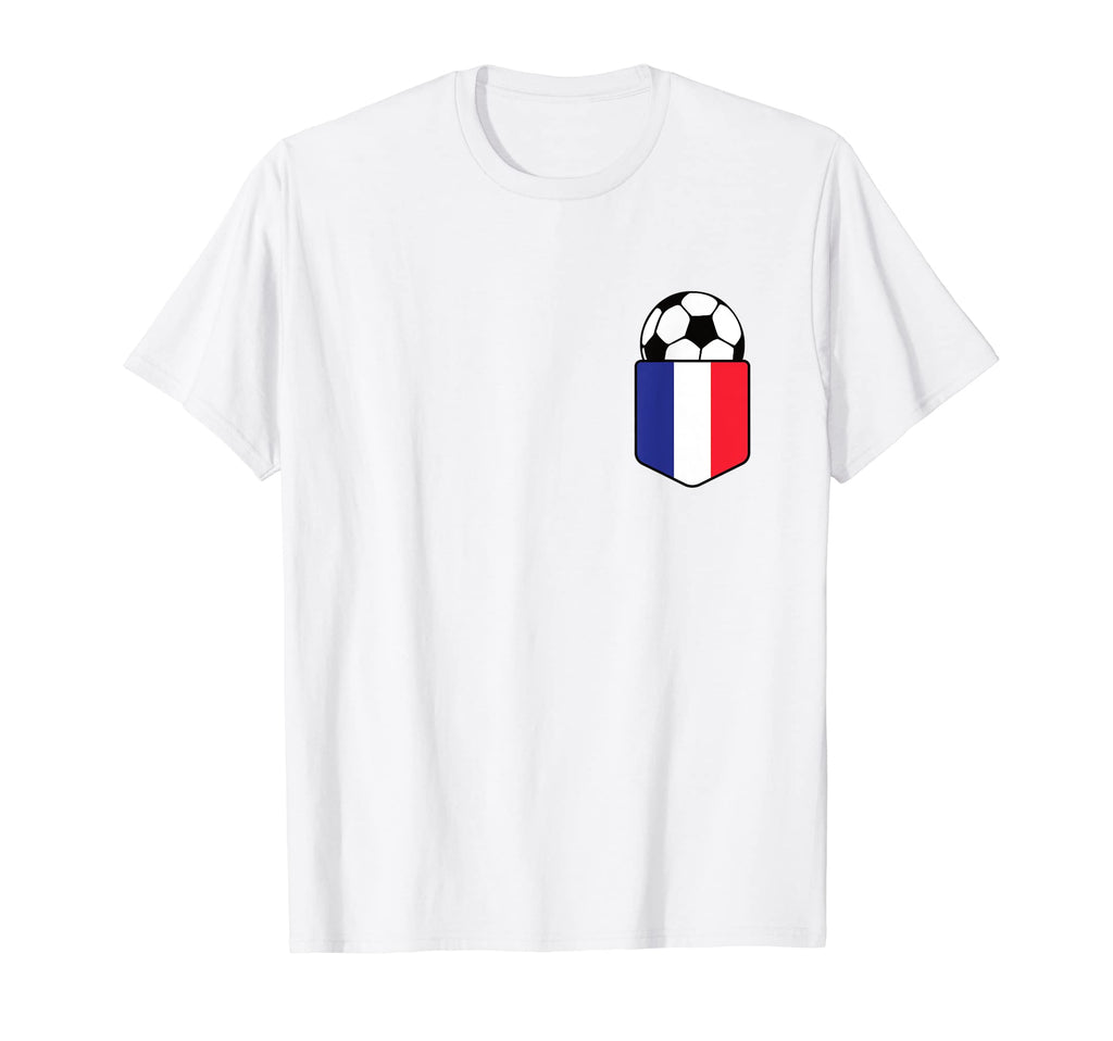 Soccer Ball France Flag Pocket Logo T-Shirt - Aesthetic Graphic Men Women - T-Shirt, Sweatshirt, Hoodie