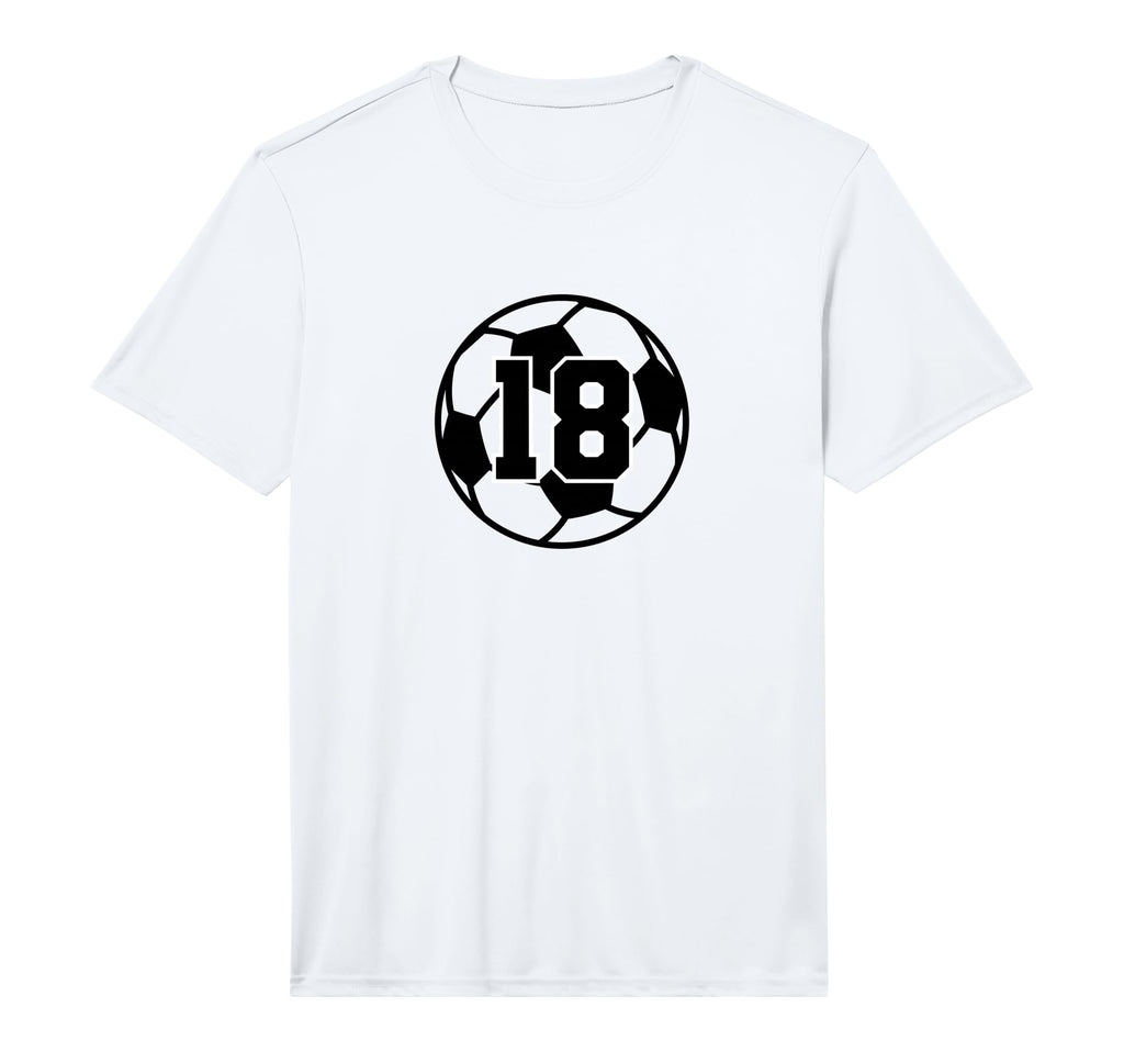 Number 18 Soccer Ball Performance T-Shirt - Aesthetic Graphic Unisex - T-Shirt, Sweatshirt, Hoodie