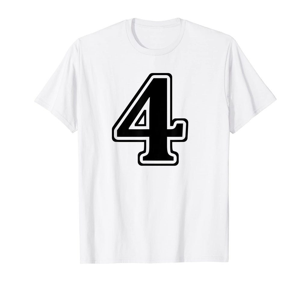 White 4 Number Four Team Birthday Sport T-Shirt - Trendy Graphic Unisex - T-Shirt, Sweatshirt, Hoodie