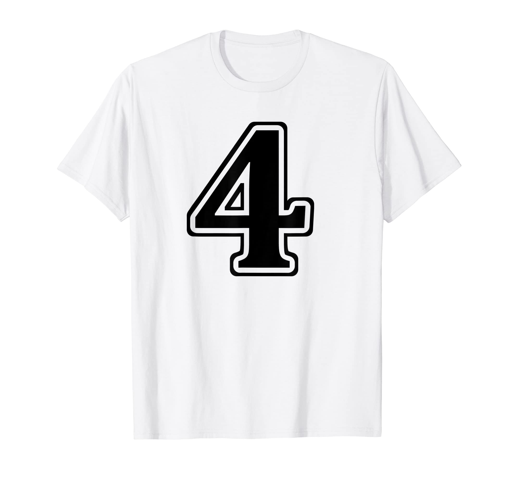 White 4 Number Four Team Birthday Sport T-Shirt - Trendy Graphic Unisex - T-Shirt, Sweatshirt, Hoodie