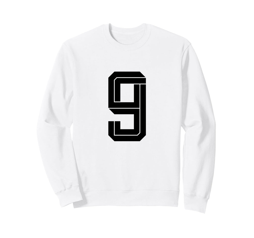 9 White Number 9 Sports Fan Soccer Sweatshirt - Streetwear Style Unisex - T-Shirt, Sweatshirt, Hoodie