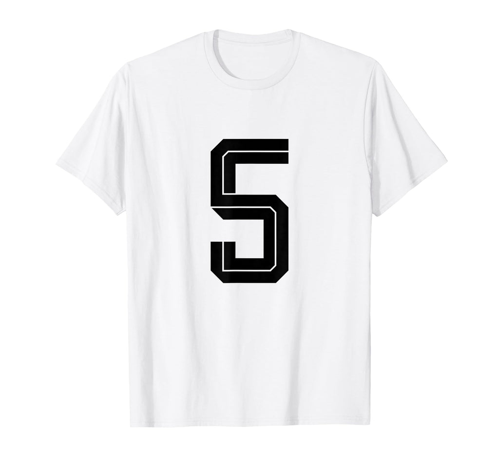 5 White Number 5 Sports Fan Soccer T-Shirt - Trendy Graphic Unisex - T-Shirt, Sweatshirt, Hoodie