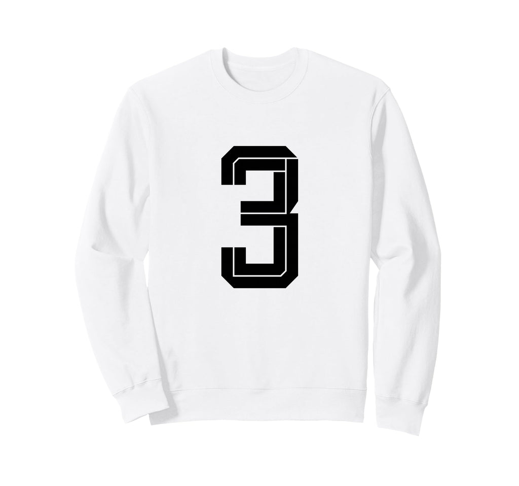 3 White Number 3 Sports Fan Soccer Sweatshirt - Graphic Print for Adults - T-Shirt, Sweatshirt, Hoodie