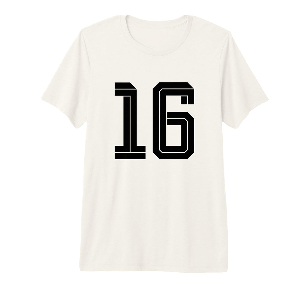 16 White Number 16 Sports Fan Soccer T-Shirt - Casual Everyday Wear Unisex - T-Shirt, Sweatshirt, Hoodie
