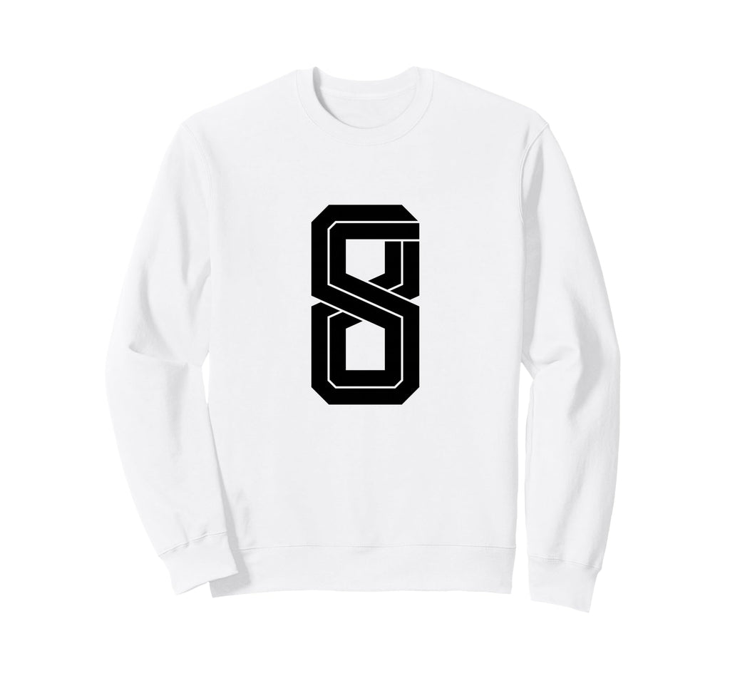 8 White Number 8 Sports Fan Soccer Sweatshirt - Unique Graphic Men Women - T-Shirt, Sweatshirt, Hoodie