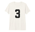 3 White Number 3 Sports Fan Soccer Tri T-Shirt - Novelty Apparel Unisex - T-Shirt, Sweatshirt, Hoodie