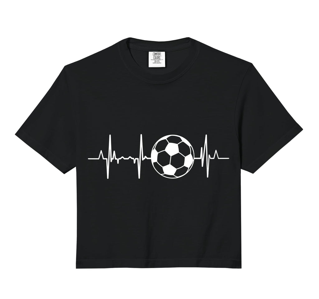 Soccer Heartbeat Comfort Colors Crop T-Shirt - Unique Graphic for Adults - T-Shirt, Sweatshirt, Hoodie