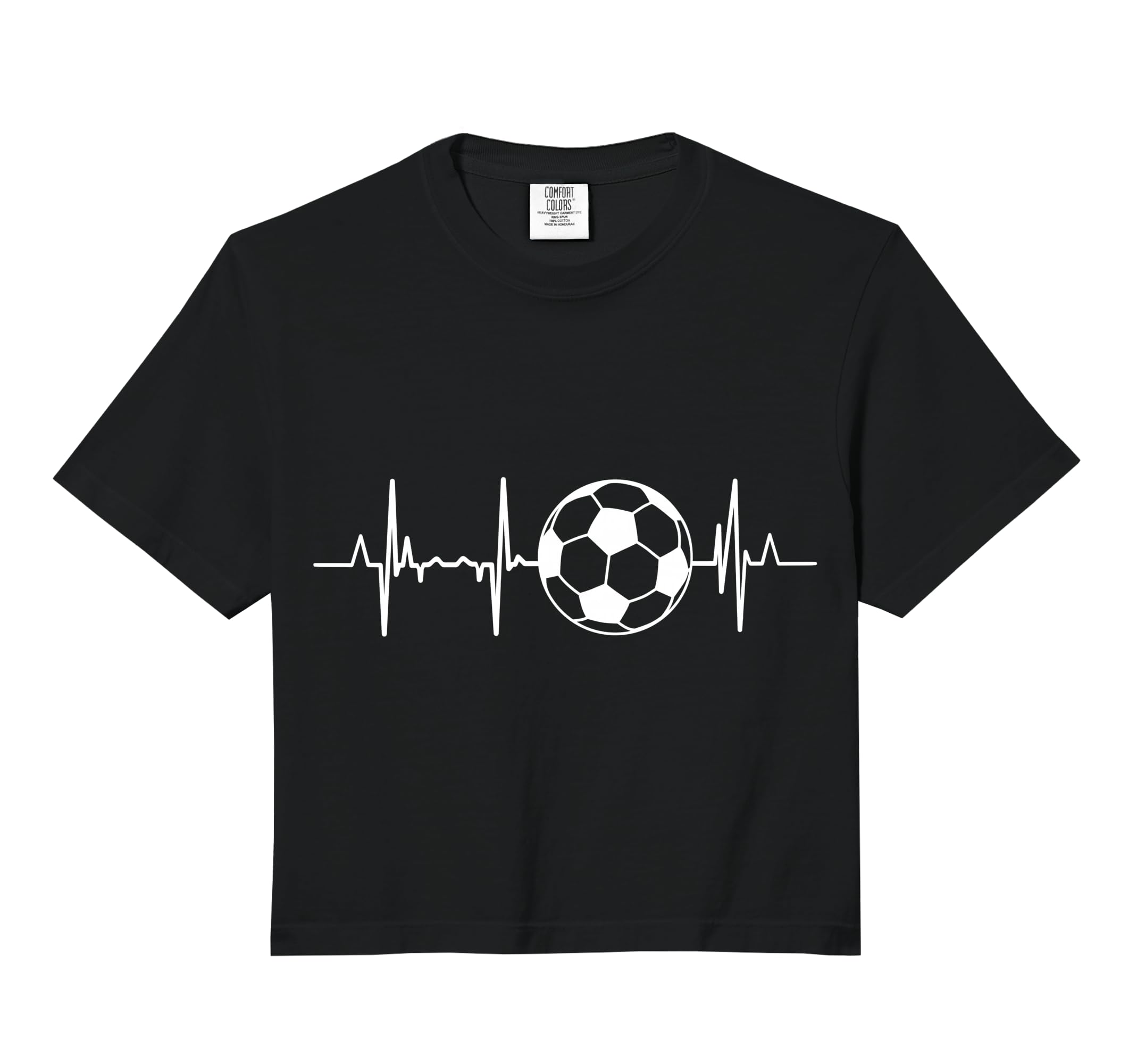 Soccer Heartbeat Comfort Colors Crop T-Shirt - Unique Graphic for Adults - T-Shirt, Sweatshirt, Hoodie