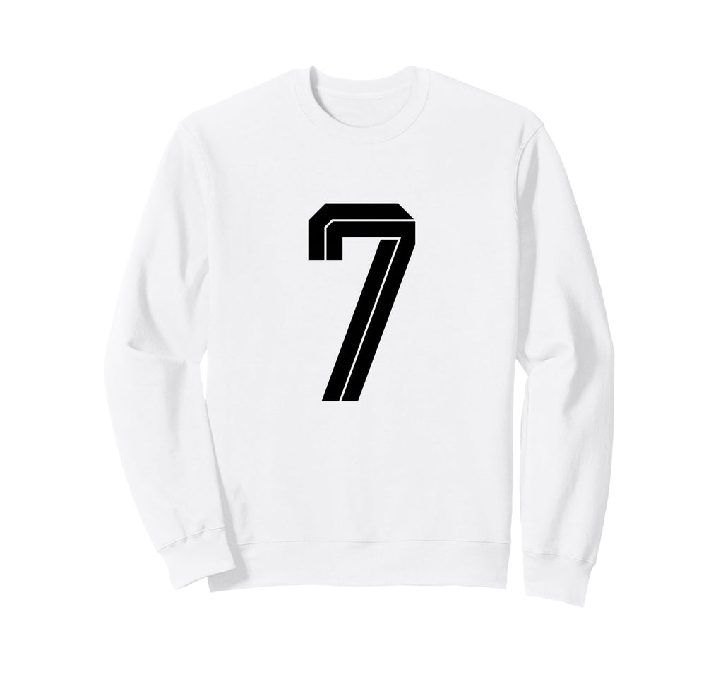 7 White Number 7 Sports Fan Soccer Sweatshirt - Trendy Graphic for Adults - T-Shirt, Sweatshirt, Hoodie