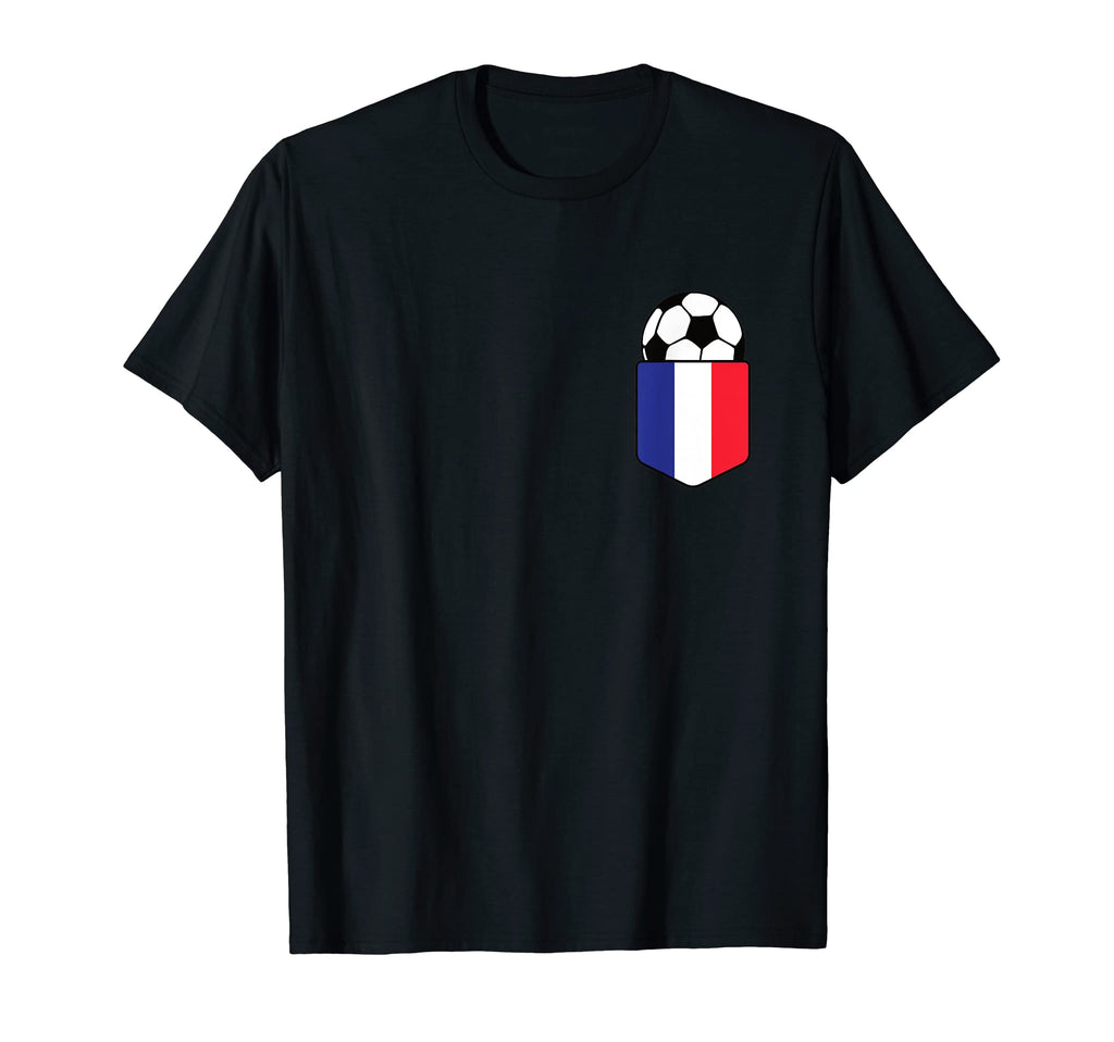 Soccer Ball France Flag Pocket Logo Soccer T-Shirt - Trendy Graphic Unisex - T-Shirt, Sweatshirt, Hoodie