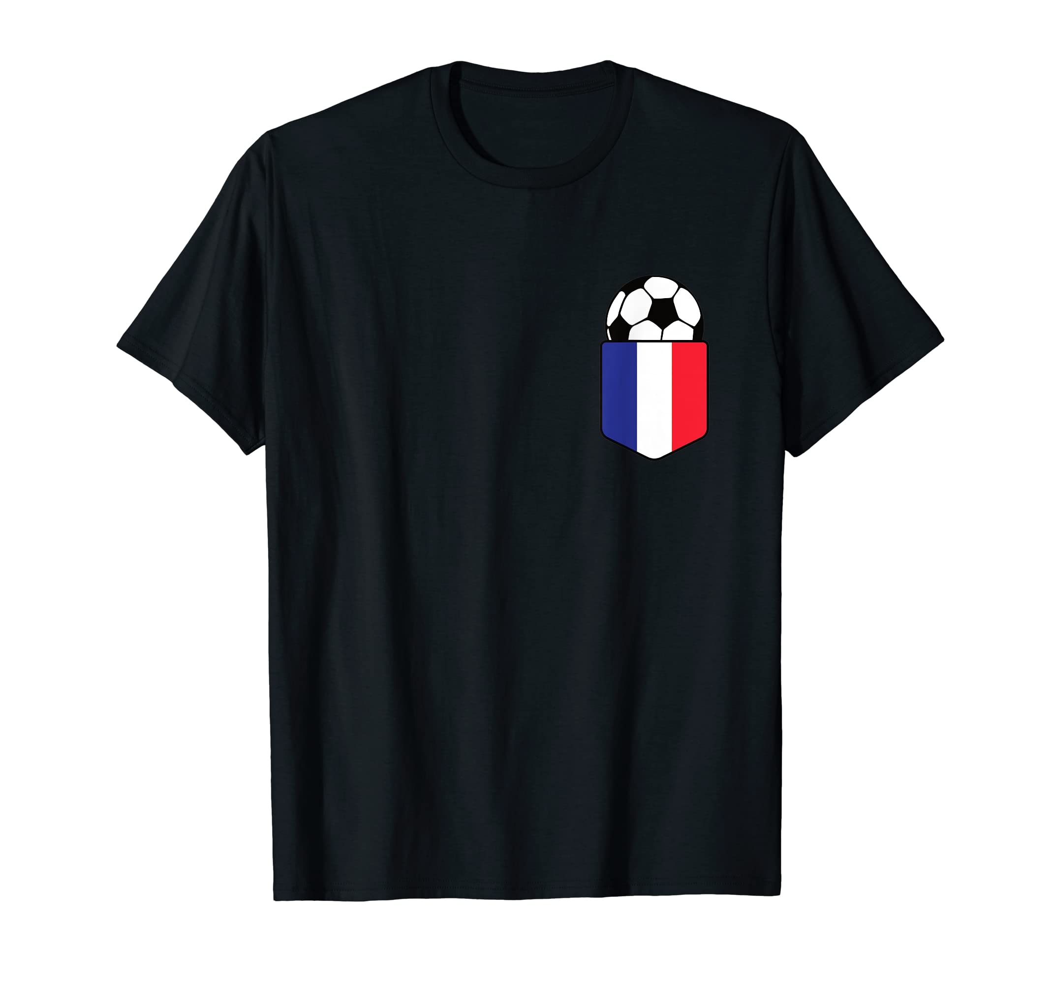 Soccer Ball France Flag Pocket Logo Soccer T-Shirt - Trendy Graphic Unisex - T-Shirt, Sweatshirt, Hoodie