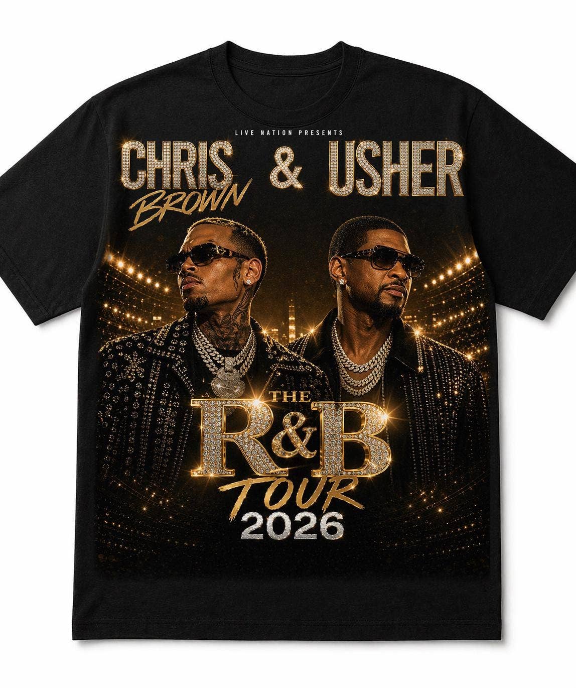 Chris Brown Usher R&B Tour 2026 Lux Concert - Adult & Kids T-Shirts, Sweatshirts & Hoodies apparel design preview 1