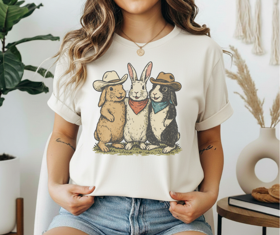 Western Bunnies - Adult & Kids T-Shirts, Sweatshirts & Hoodies apparel design preview 1