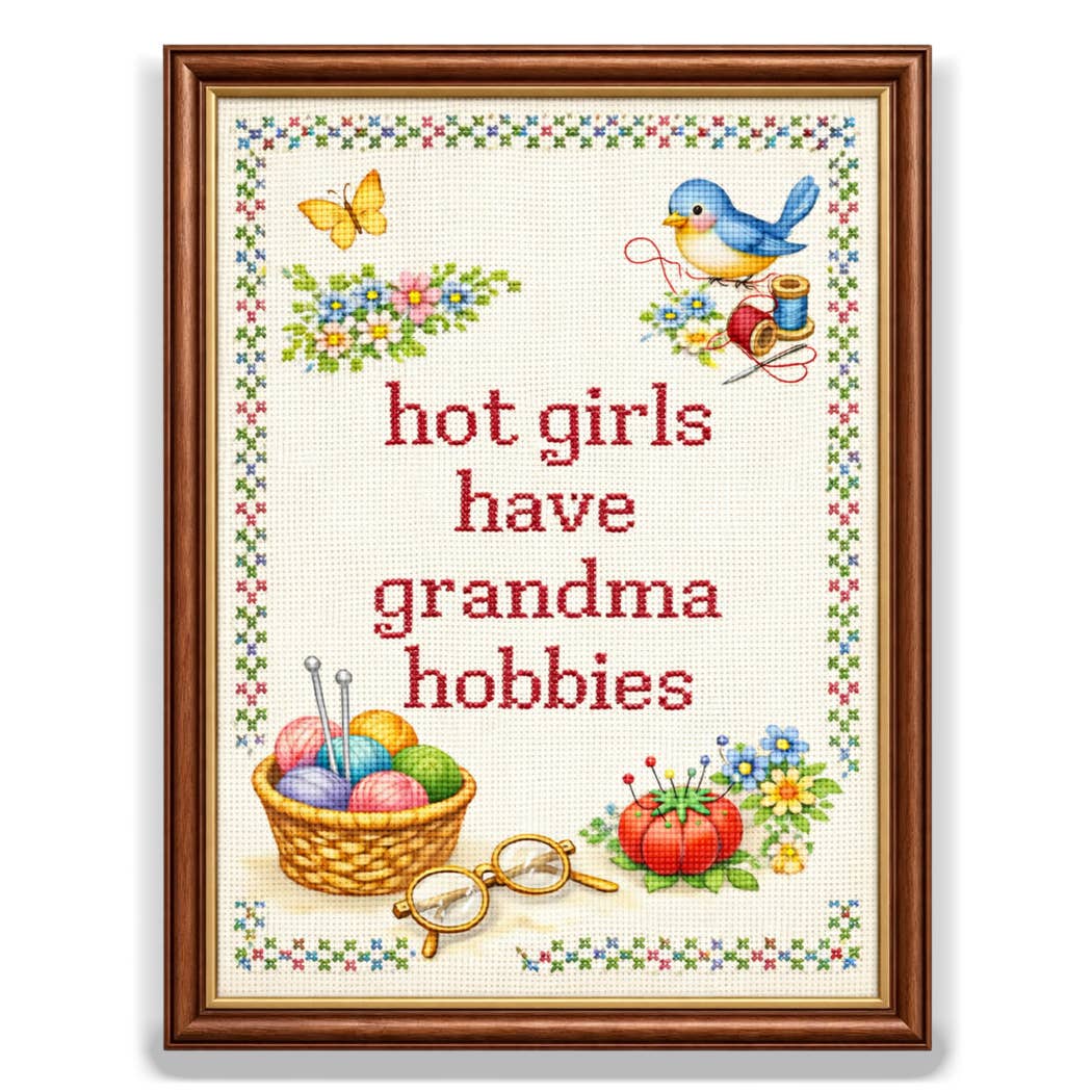 Hot Girls Have Grandma Hobbies Sticker Decal, Funny - Adult & Kids T-Shirts, Sweatshirts & Hoodies apparel design preview 1