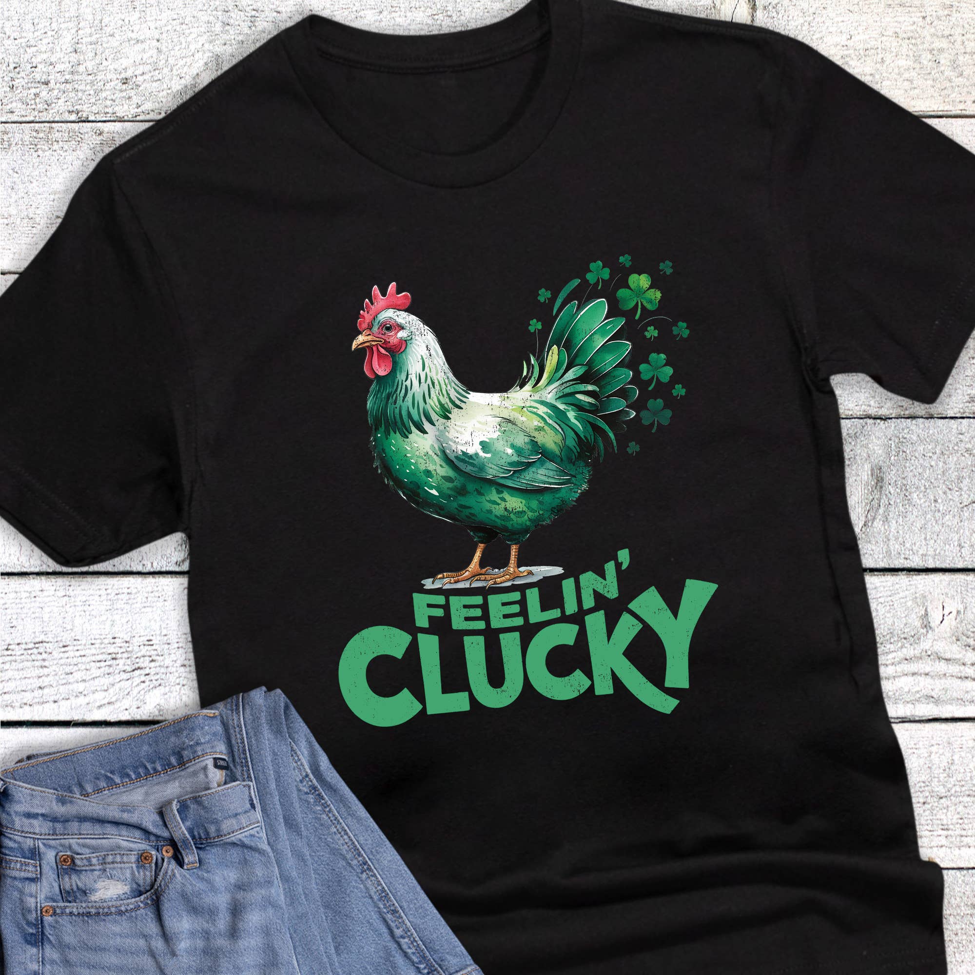 St. Patrick's Feelin' Clucky Chicken Graphic - Adult & Kids T-Shirts, Sweatshirts & Hoodies apparel design preview 1