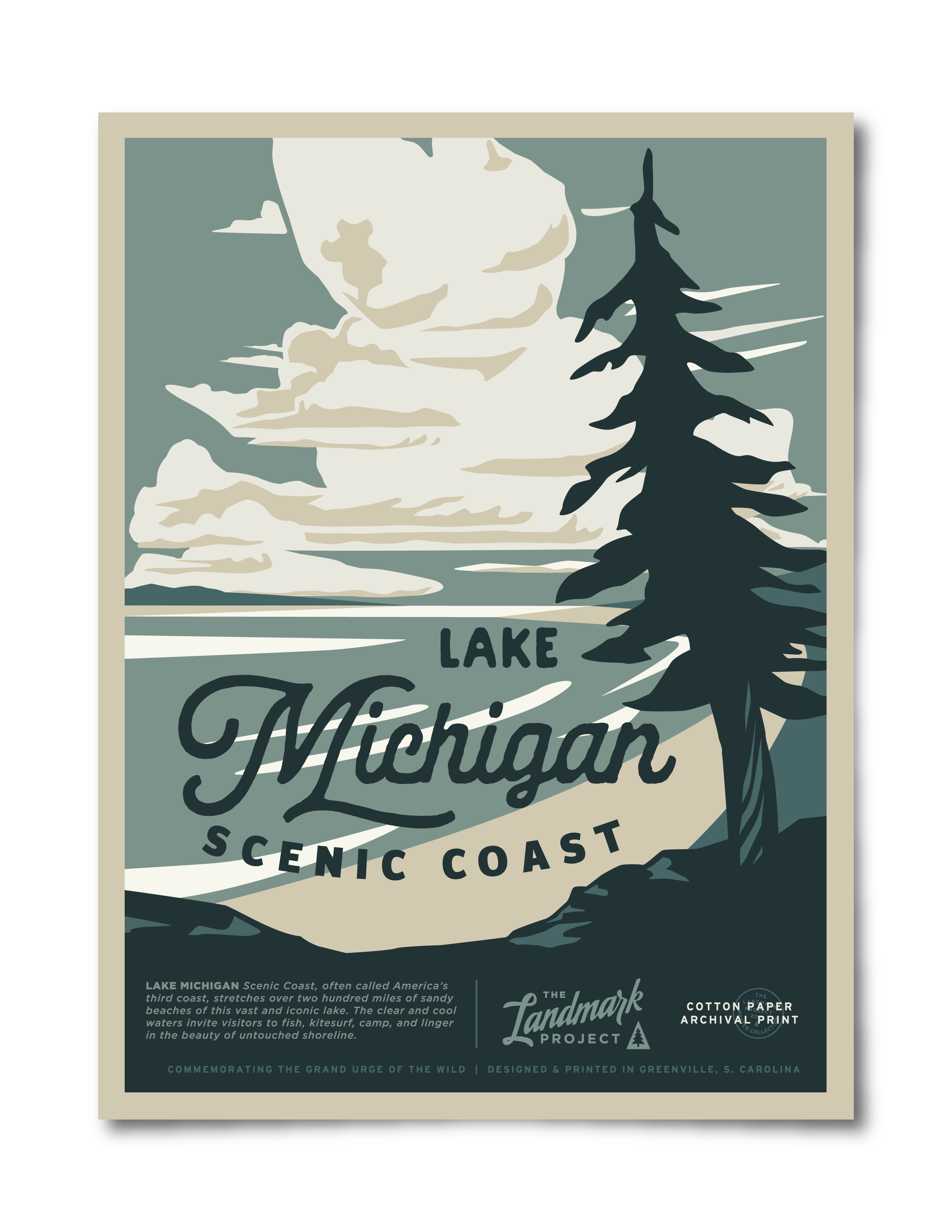 Lake Michigan Poster - Adult & Kids T-Shirts, Sweatshirts & Hoodies apparel design preview 1