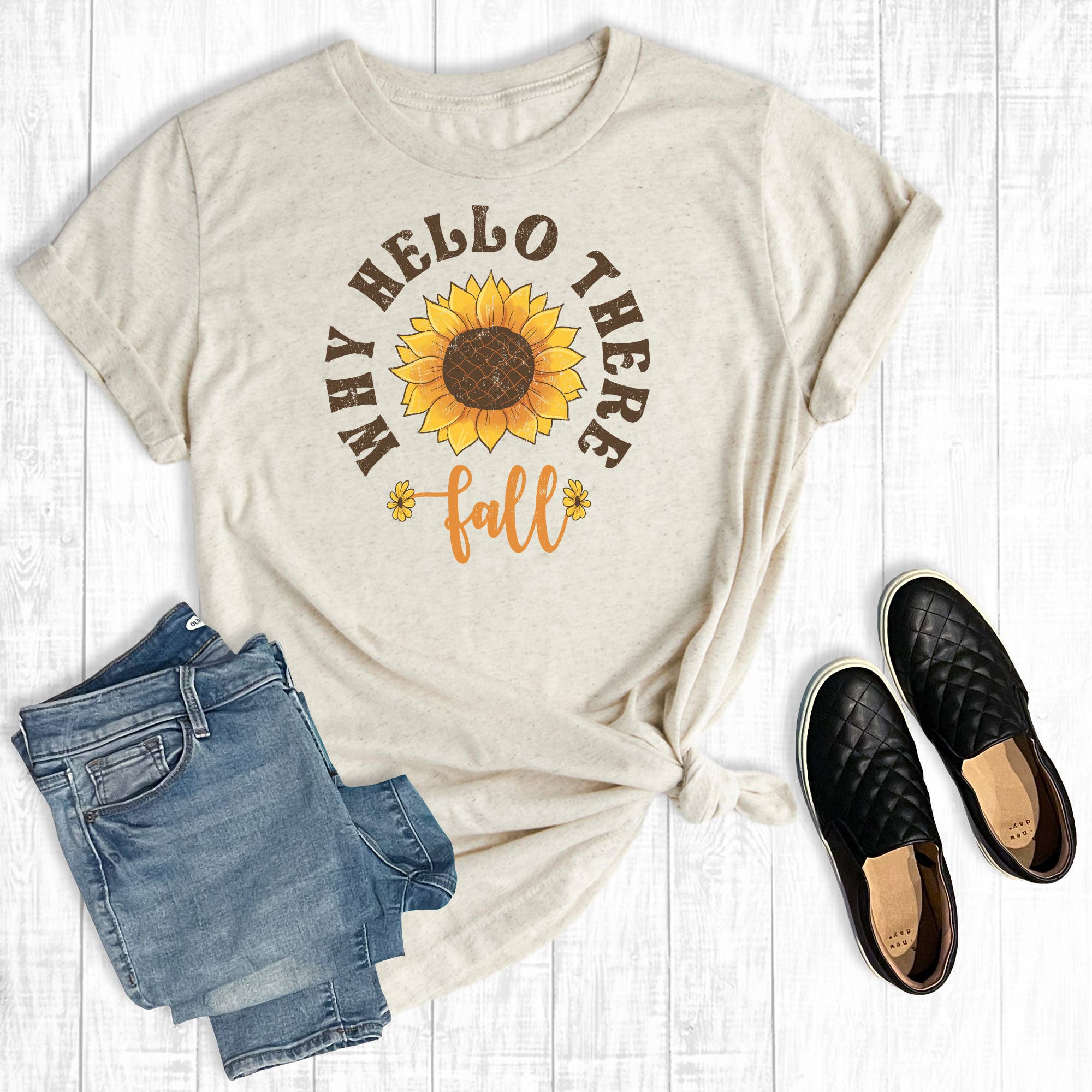 Why Hello There Fall Sunflower - Adult & Kids T-Shirts, Sweatshirts & Hoodies apparel design preview 1