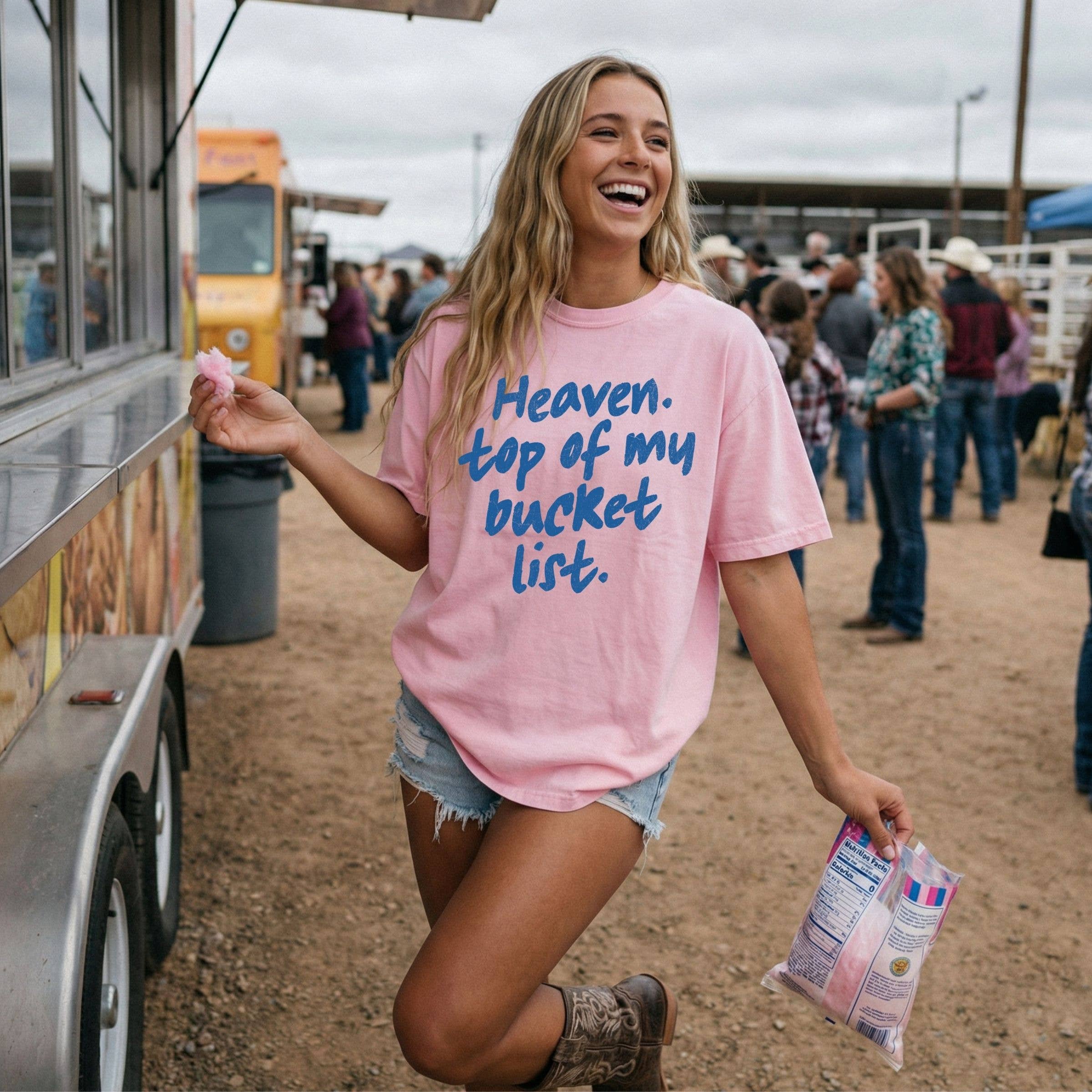 Heaven Top of My Bucket List Blue Graphic Western - Adult & Kids T-Shirts, Sweatshirts & Hoodies apparel design preview 1