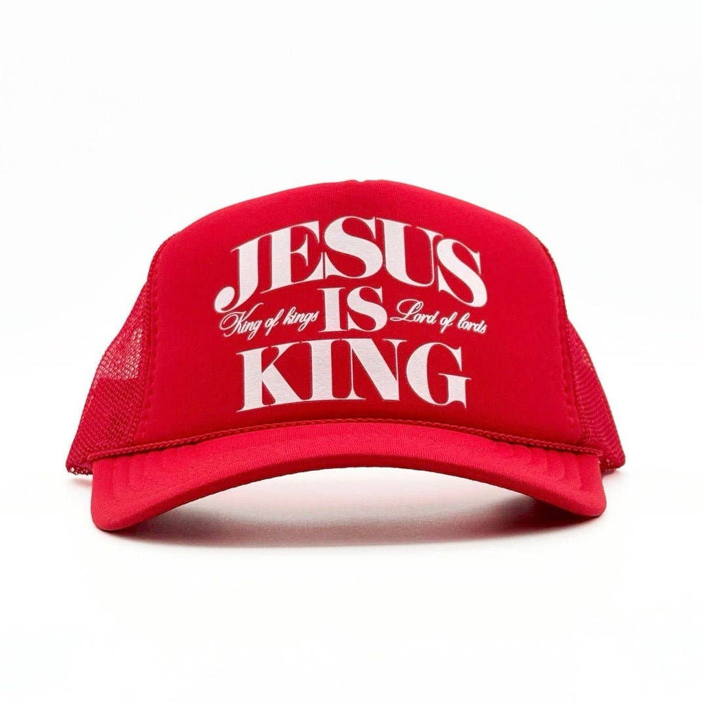 Jesus Is King Foam Trucker Red - Adult & Kids T-Shirts, Sweatshirts & Hoodies apparel design preview 1
