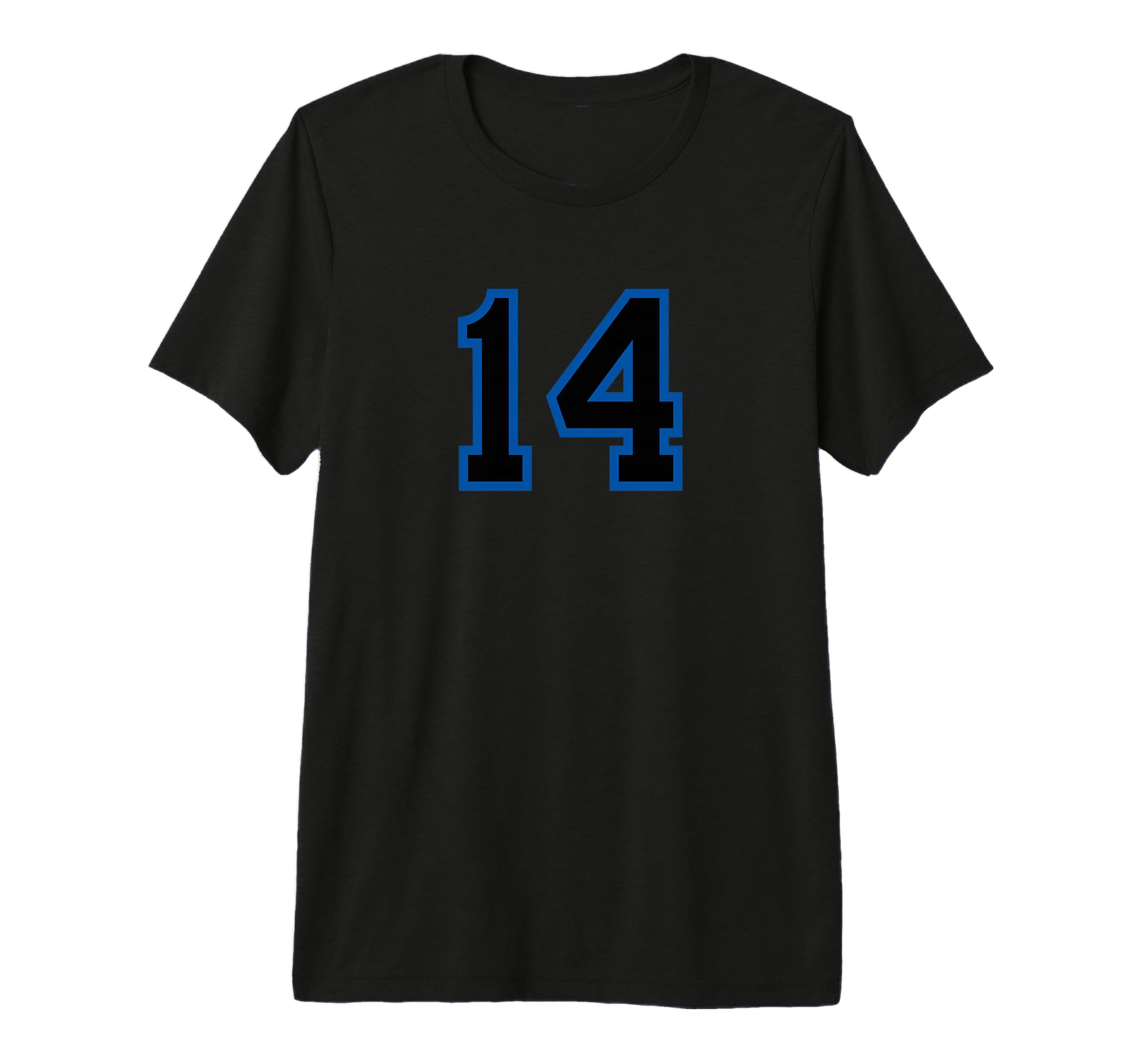 Blue Black Sport Team Number 14 Tri T-Shirt - Minimalist Print for Adults - T-Shirt, Sweatshirt, Hoodie