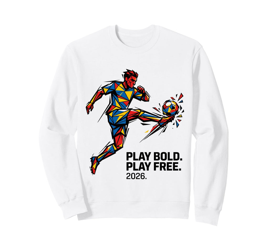 Geometric Soccer Player Play Bold Sweatshirt - Unique Graphic for Adults - T-Shirt, Sweatshirt, Hoodie