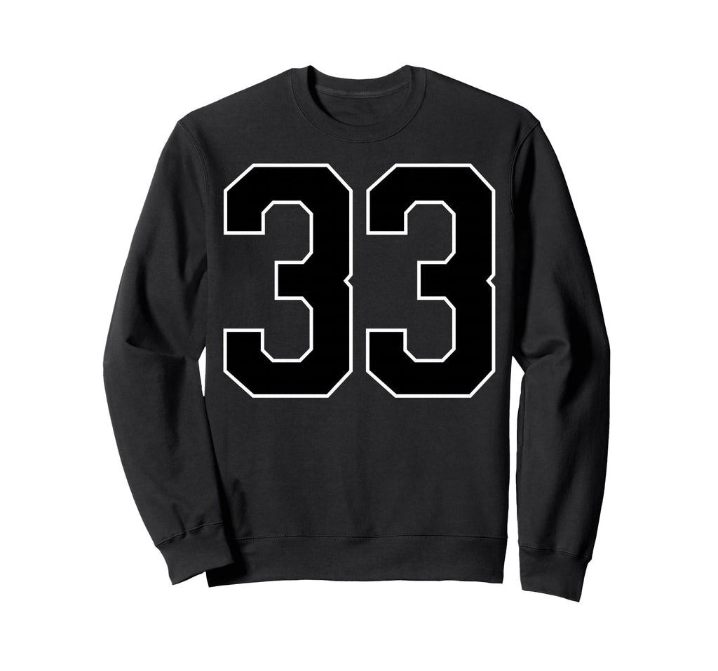 Black Sports Team Number 33 Fan Sweatshirt - Minimalist Print for Adults - T-Shirt, Sweatshirt, Hoodie