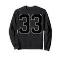Black Sports Team Number 33 Fan Sweatshirt - Minimalist Print for Adults - T-Shirt, Sweatshirt, Hoodie