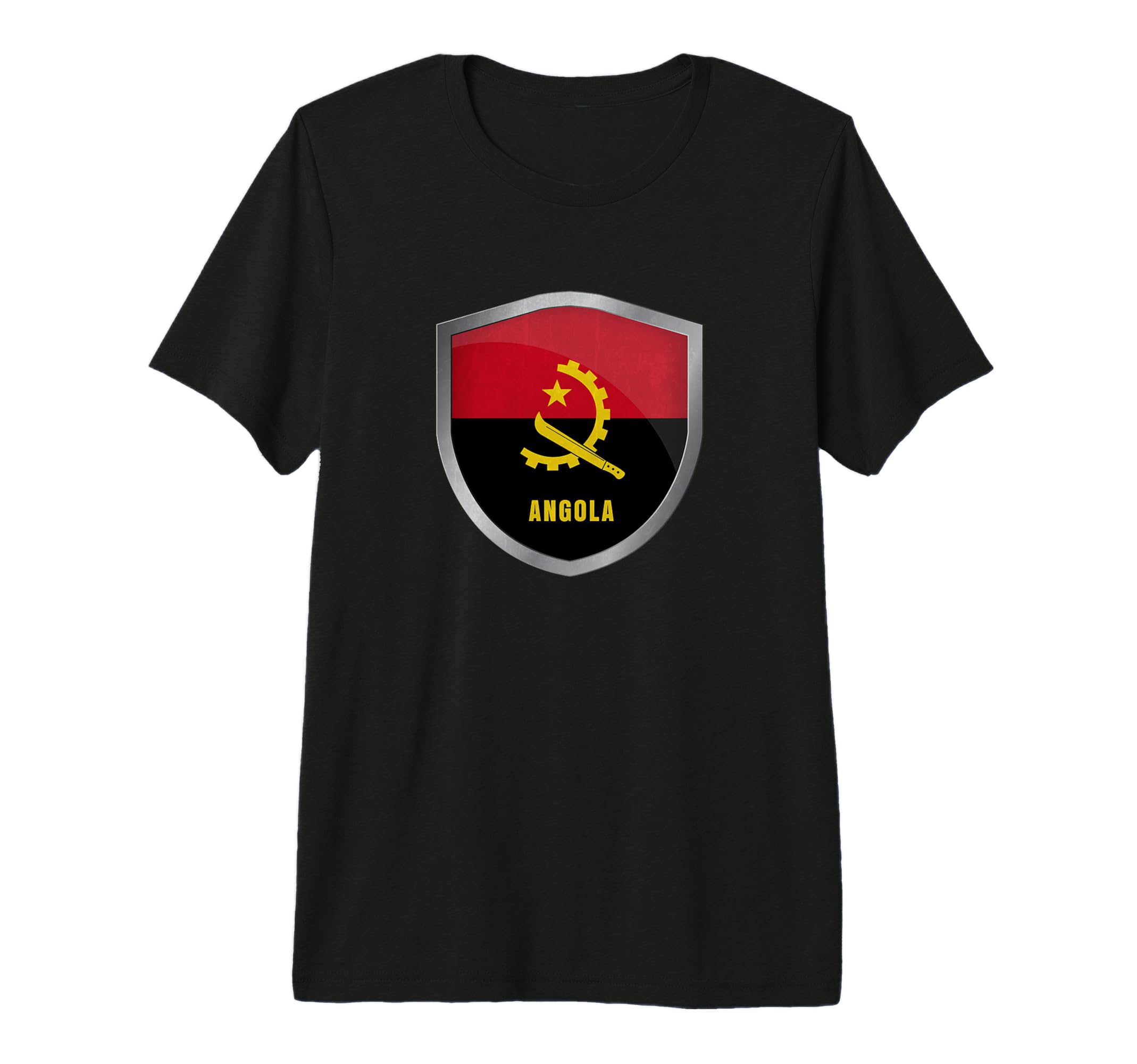 Angola Flag Badge Soccer Fans T-Shirt - Fun Novelty Design for Adults - T-Shirt, Sweatshirt, Hoodie