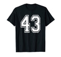 Number 43 Numbered Uniform Sports Jersey T-Shirt - Graphic Print Unisex - T-Shirt, Sweatshirt, Hoodie