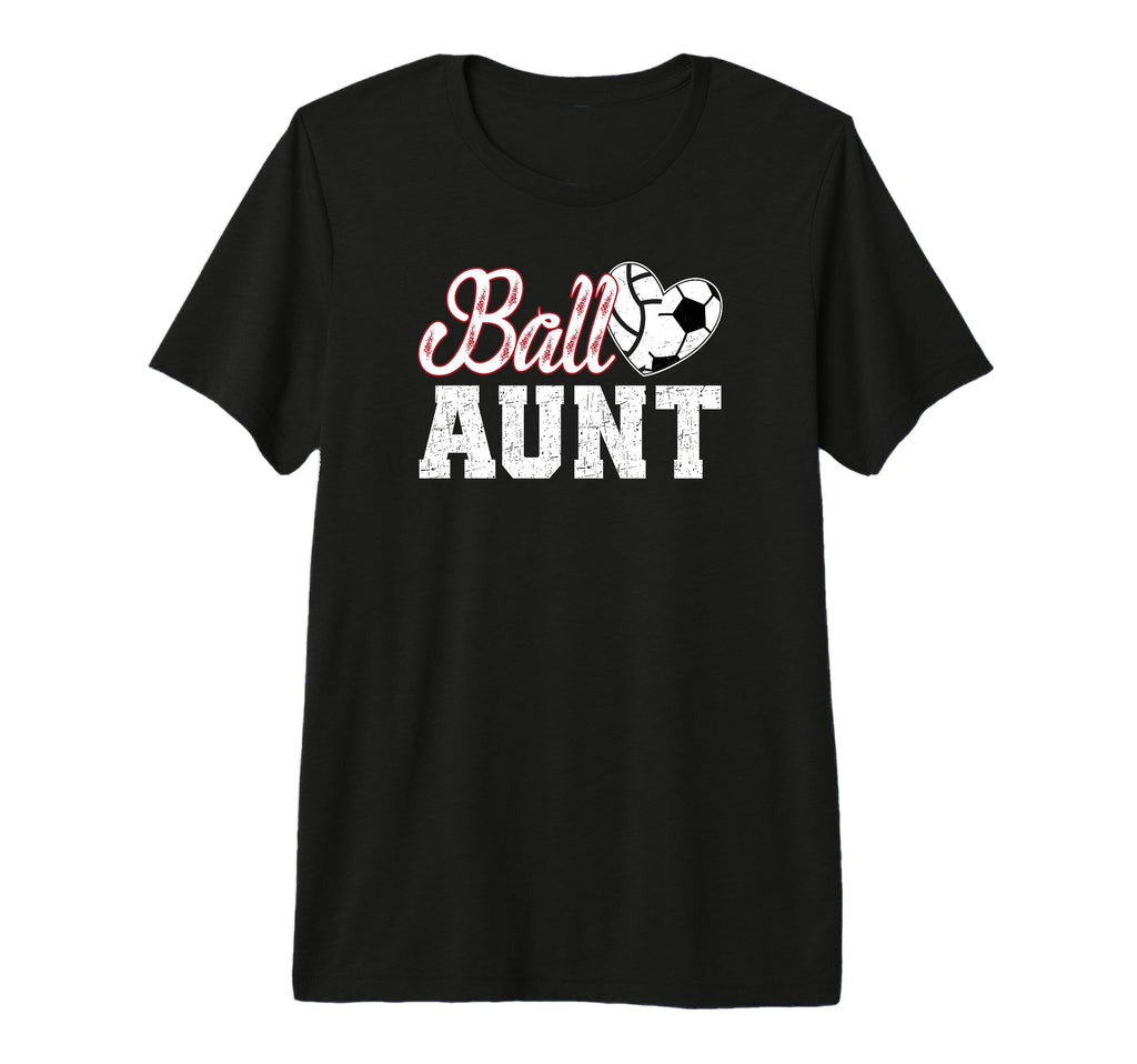 Ball Aunt Heart Soccer Volleyball Aunt T-Shirt - Minimalist Print Unisex - T-Shirt, Sweatshirt, Hoodie