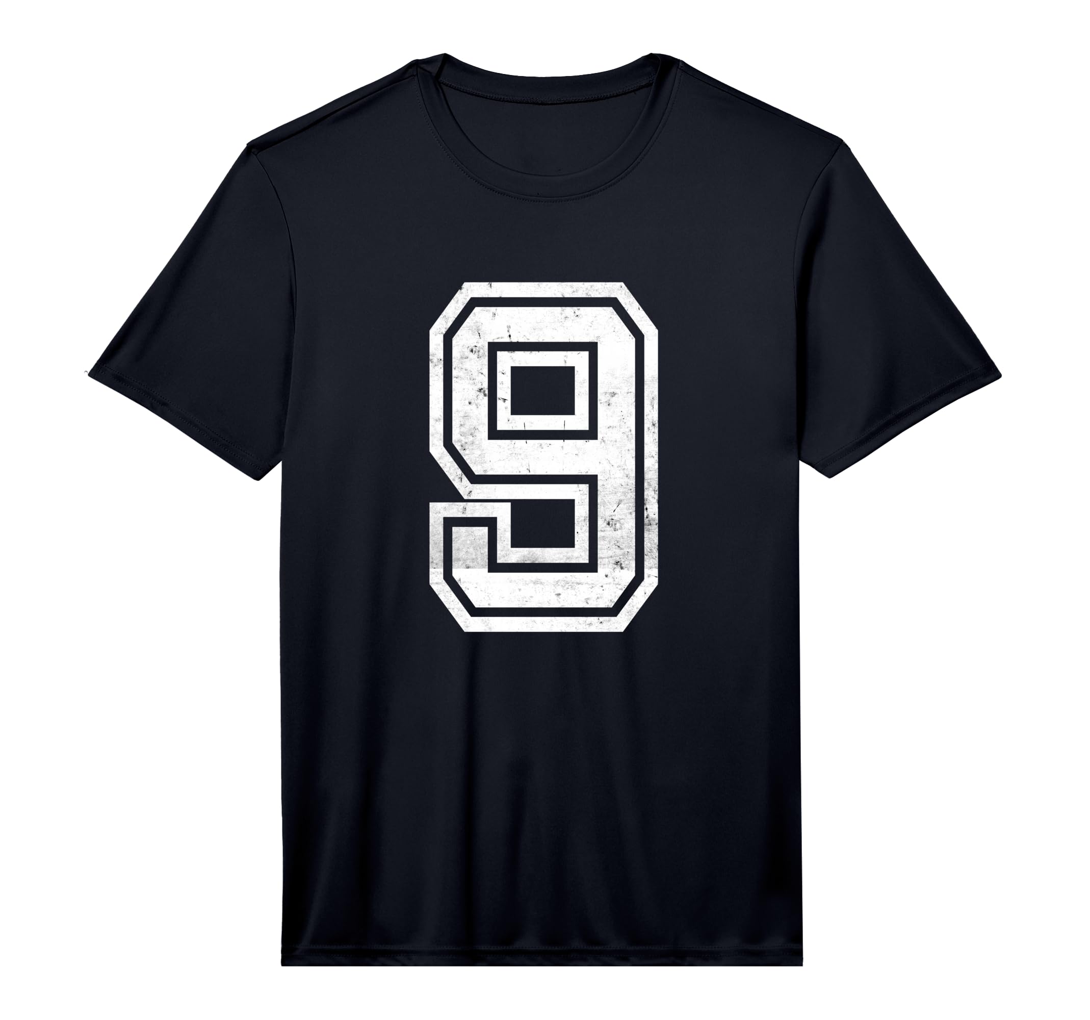 Number 9 Sports White Distressed T-Shirt - Trendy Graphic for Adults - T-Shirt, Sweatshirt, Hoodie