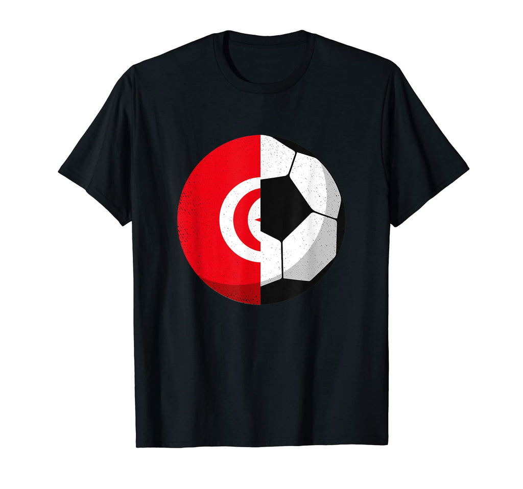 Half Tunisia Flag Half Football T-Shirt - Fun Novelty Design Men Women - T-Shirt, Sweatshirt, Hoodie
