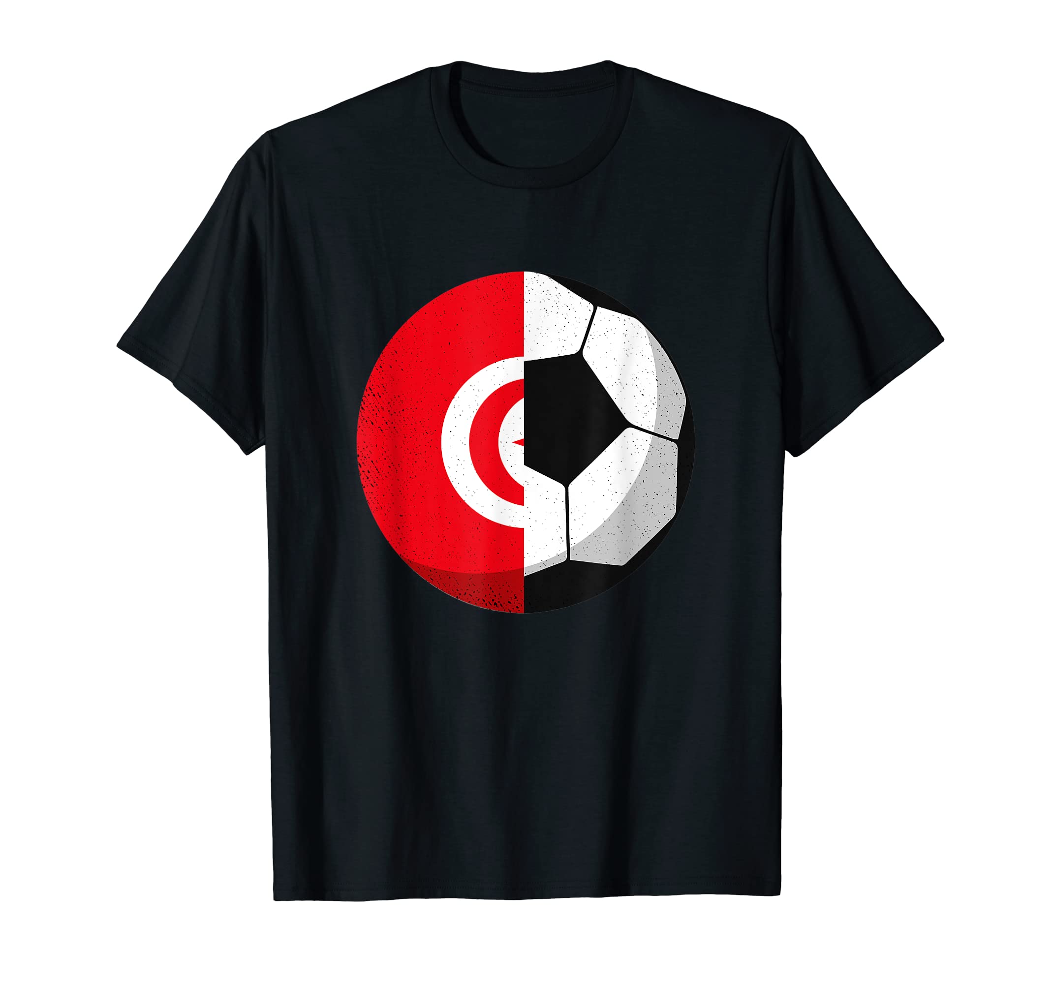 Half Tunisia Flag Half Football T-Shirt - Fun Novelty Design Men Women - T-Shirt, Sweatshirt, Hoodie