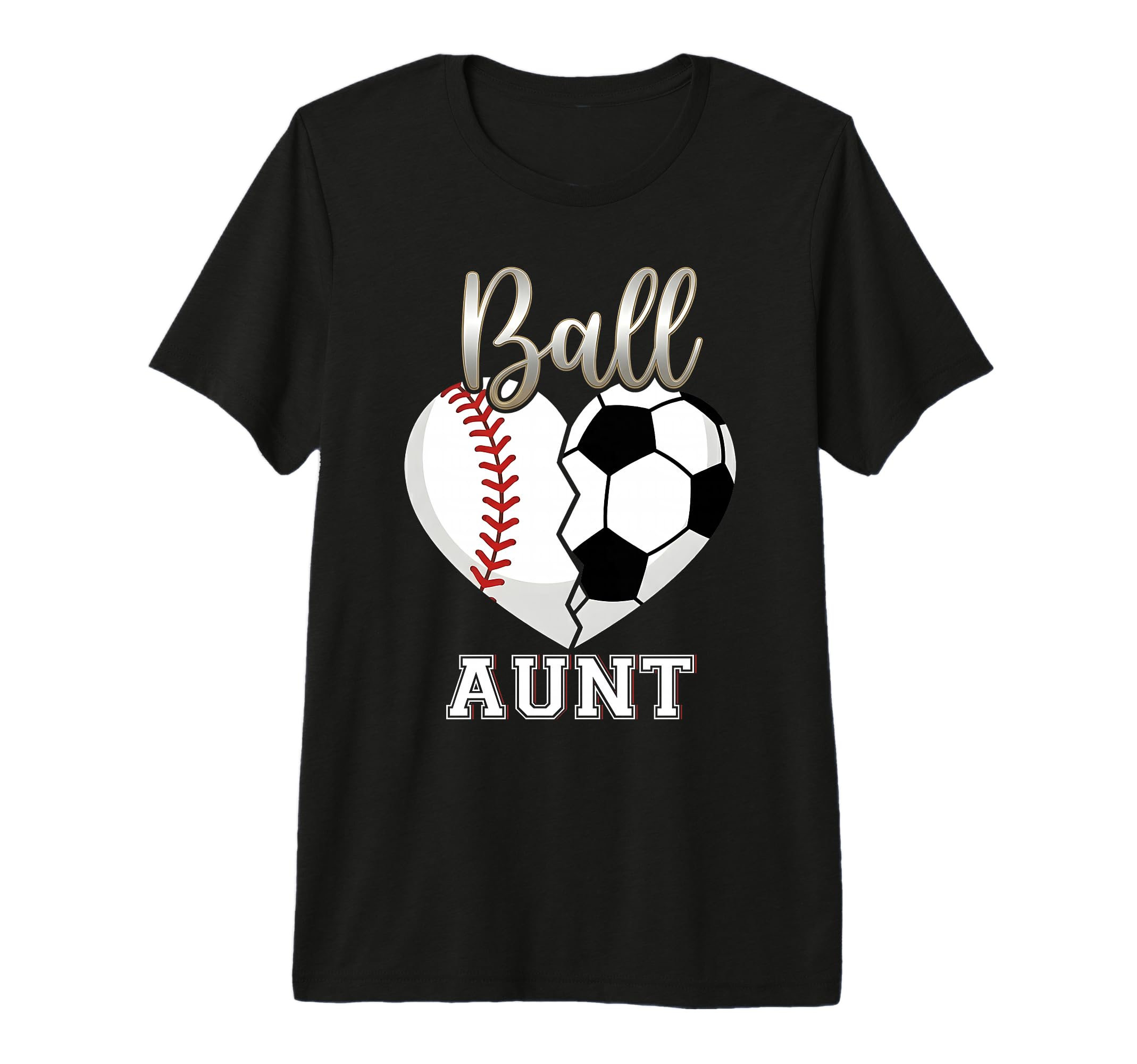 Ball Aunt Baseball Soccer Heart T-Shirt - Casual Everyday Wear for Adults - T-Shirt, Sweatshirt, Hoodie