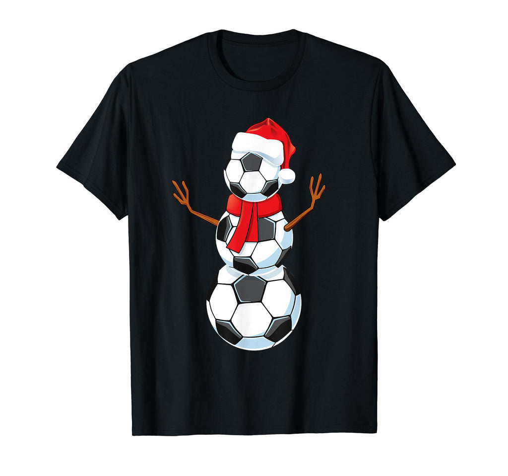 Funny Soccer Ball Snowman Santa Hat T-Shirt - Streetwear Style Unisex - T-Shirt, Sweatshirt, Hoodie