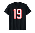 Number 19 White Red Sports Team T-Shirt - Fun Novelty Design for Adults - T-Shirt, Sweatshirt, Hoodie