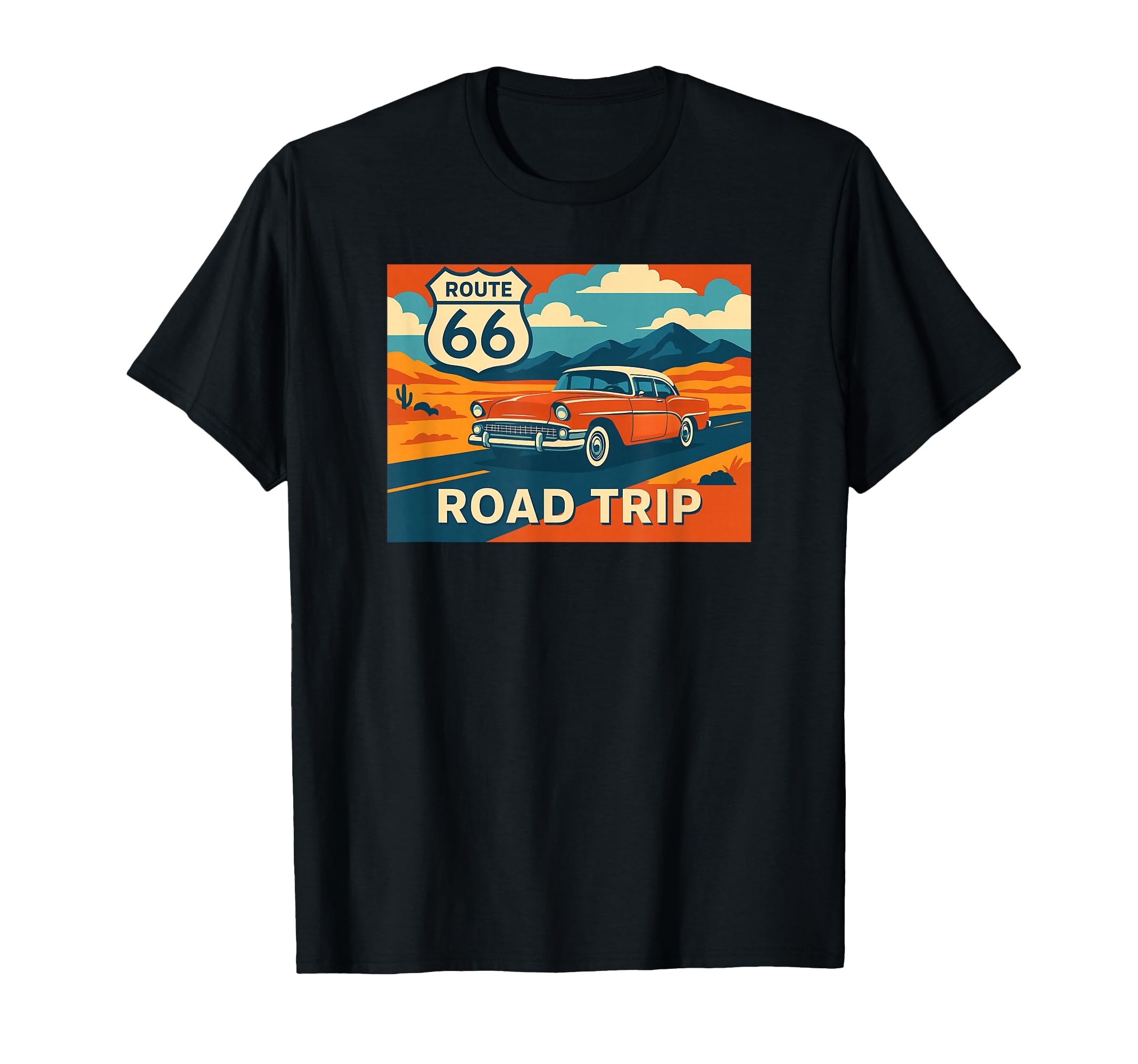 Route 66 America Western Road Trip T-Shirt - Custom Art Print Men Women - T-Shirt, Sweatshirt, Hoodie