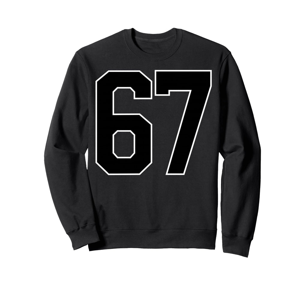 Black Sports Team Number 67 Sweatshirt - Casual Everyday Wear for Adults - T-Shirt, Sweatshirt, Hoodie