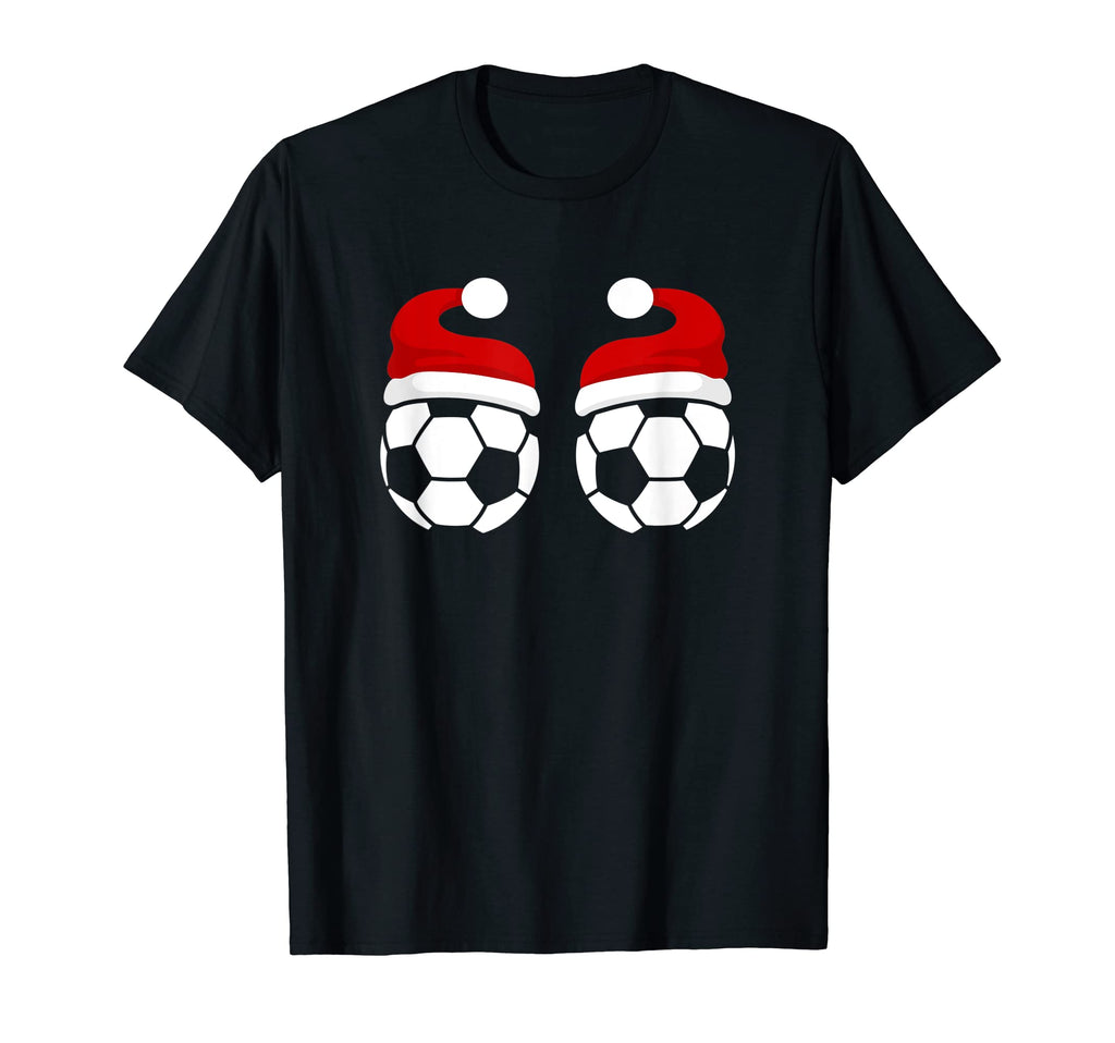 Soccer Footballs Santa Hat T-Shirt - Novelty Apparel Unisex - T-Shirt, Sweatshirt, Hoodie