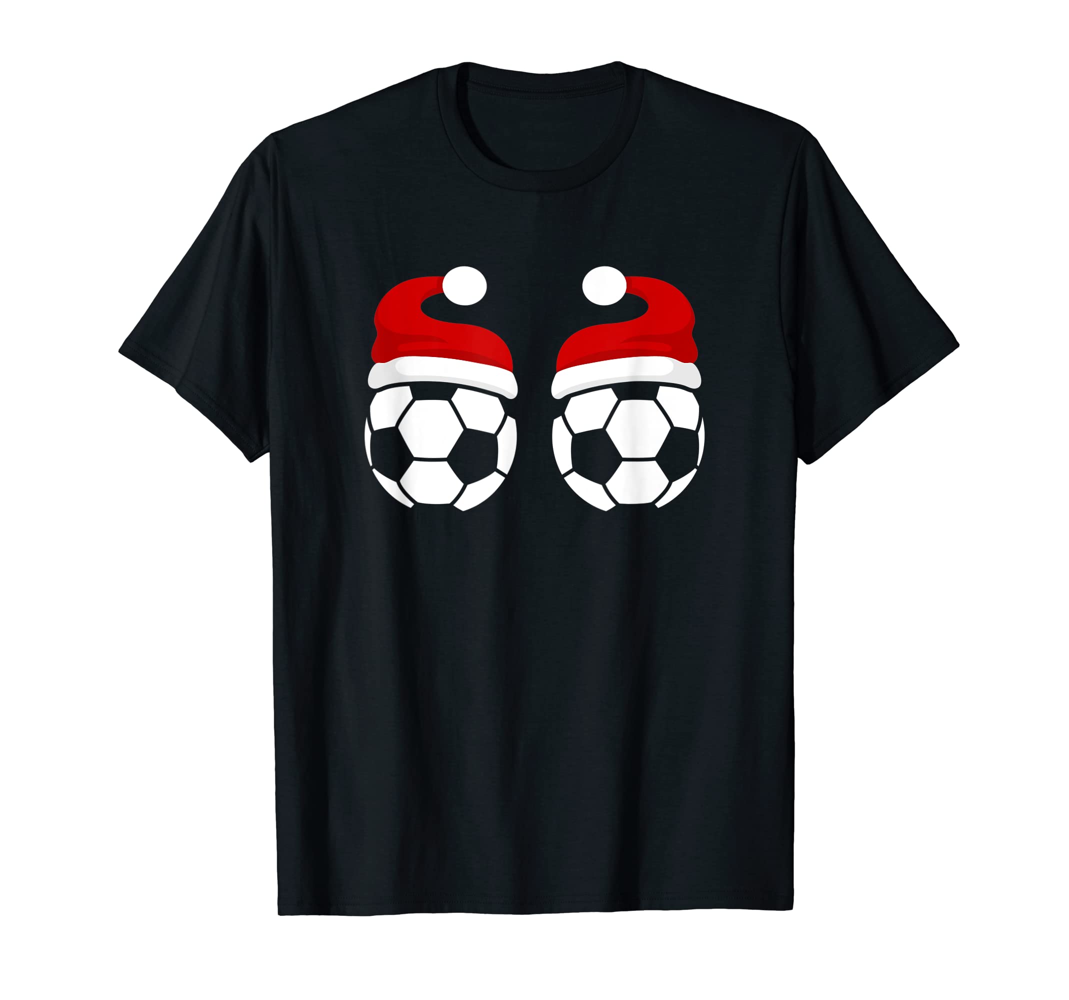 Soccer Footballs Santa Hat T-Shirt - Novelty Apparel Unisex - T-Shirt, Sweatshirt, Hoodie