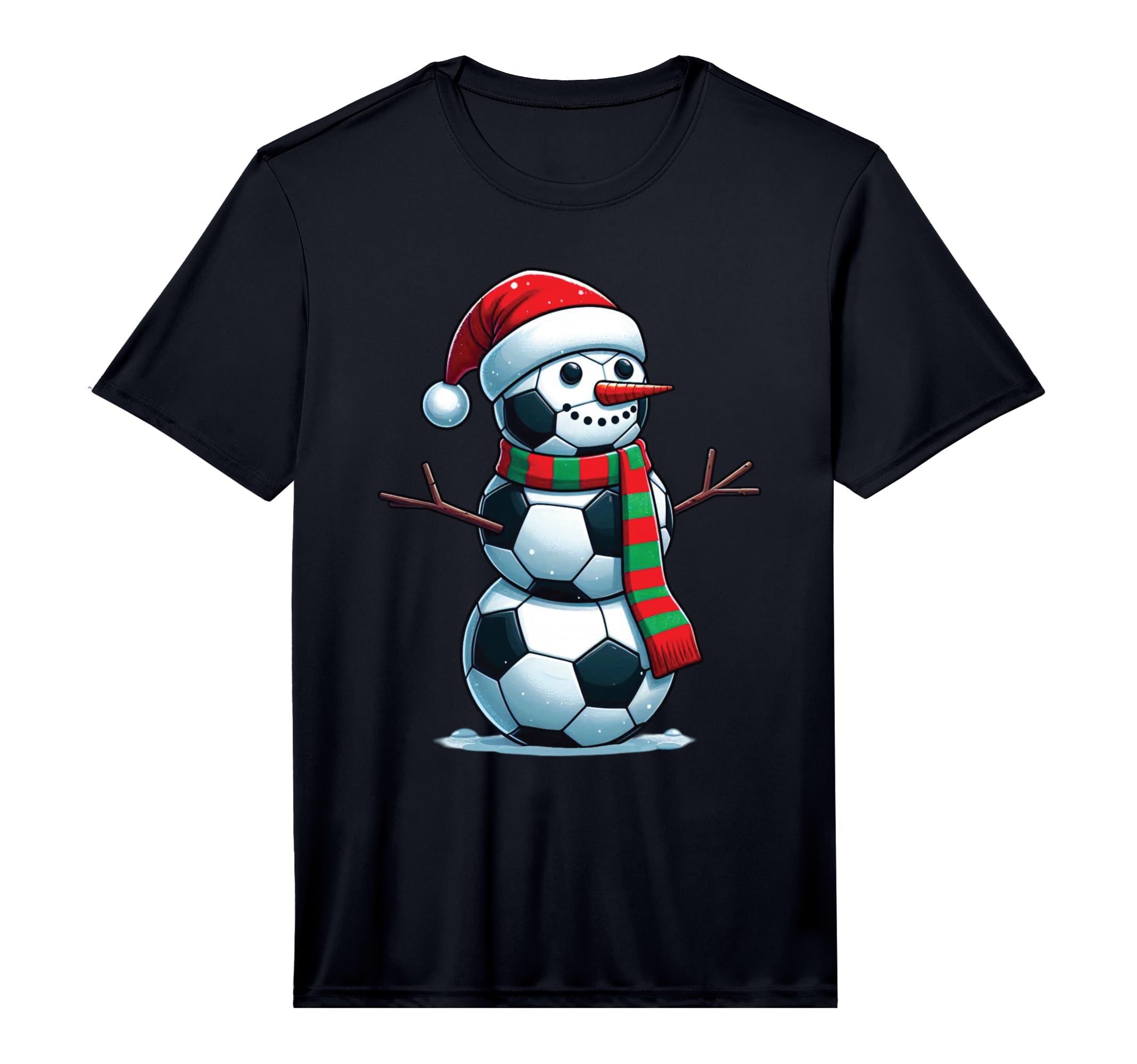Funny Soccer Balls Santa Snowman T-Shirt - Casual Everyday Wear Unisex - T-Shirt, Sweatshirt, Hoodie